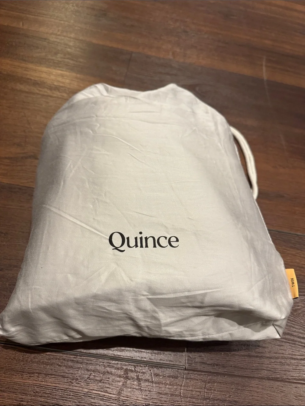 Quince Sateen Light Gray Duvet Cover in Drawstring Bag without Shams.